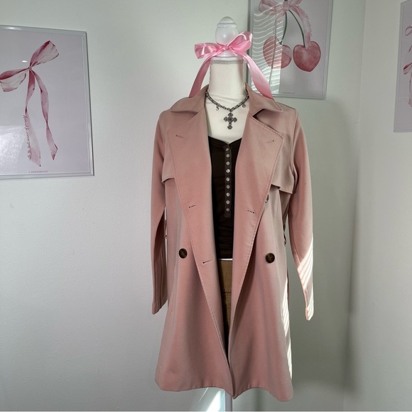 Abercrombie & Fitch Jackets & Blazers - Abercrombie & Fitch Baby Pink Blush Trench Coat Y2K Vtg Womens Size Medium‎